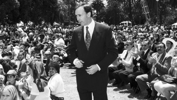 Then prime minister Paul Keating delivers an emotional speech in Redfern to mark the International Year of the Worlds Indigenous People on December 10, 1992. 
