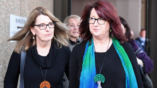 Glen Turner's widow Alison McKenzie, left, and his sister Fran Pearce, outside court during the trial of Ian Turnbull.