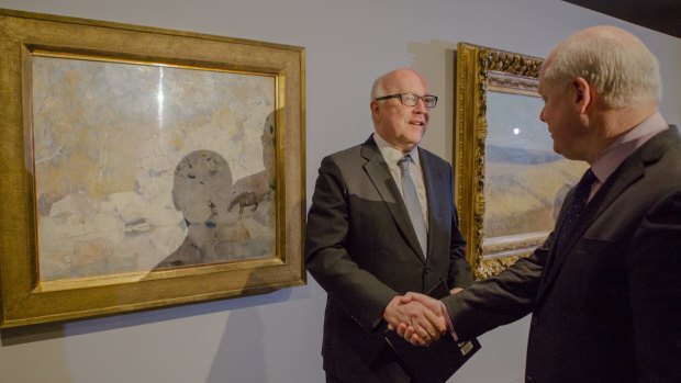 Arts Minister George Brandis (left) and National Gallery of Australia director Dr Gerard Vaughan.