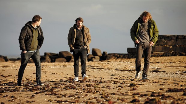 Redzepi with his sous chefs, Beau Clugston (at left) and Thomas Frebel (at right).