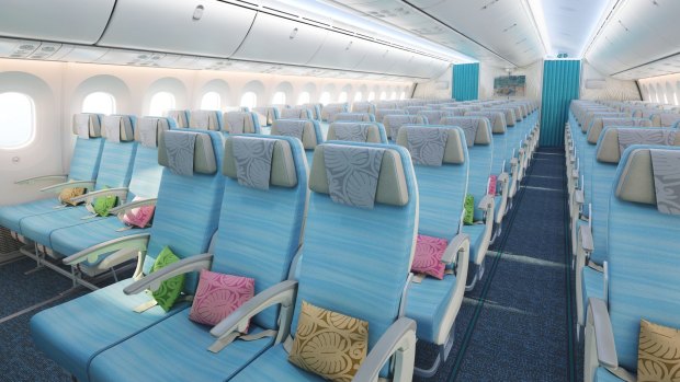 Economy class on board Air Tahiti Nui's Boeing 787 Dreamliner.