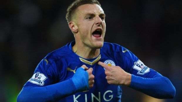 Star man: Jamie Vardy's goals have fired Leicester to the title.