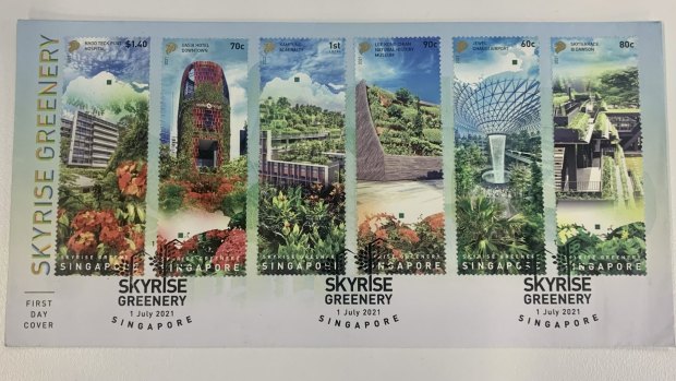 The city issued a series of stamps last year to recognise six of the best examples of its green architecture.
