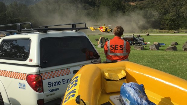 Rescue services search for a man who went missing after wading into a river in the Kangaroo Valley.