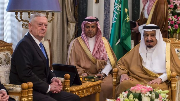 US Defence Secretary Jim Mattis meets Saudi King Salman in Riyadh in April to discuss the situation in Yemen. 