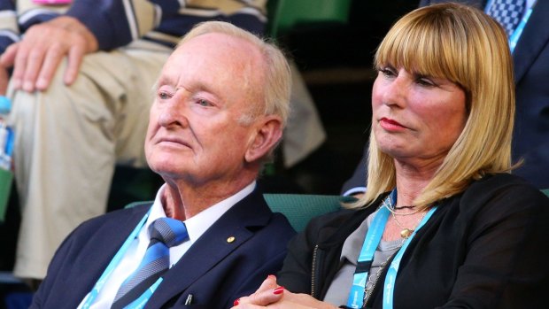 Rod Laver watches the men's singles final at the Australian Open.