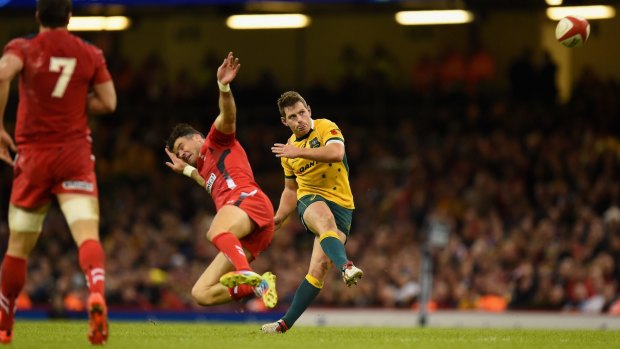 Bernard Foley boots the game-breaking drop goal.