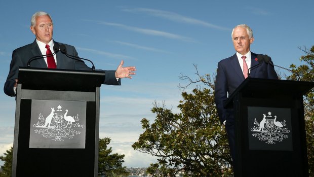 US Vice-President Mike Pence and Prime Minister Malcolm Turnbull at a press conference at Kirribilli House last week.