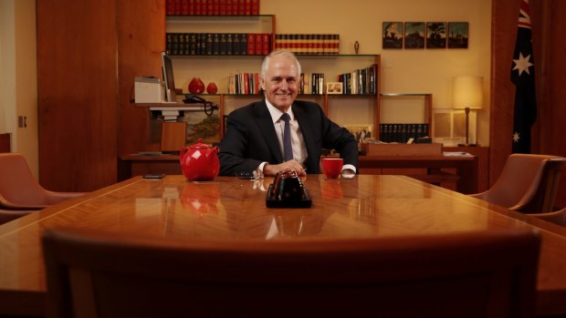 Prime Minister Malcolm Turnbull in his Parliament House office.