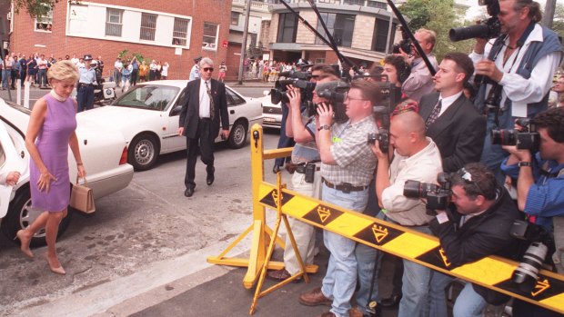 Princess Diana and the press in Sydney, 1996.