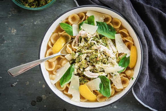 This cheat's chicken noodle soup works with any small pasta shape.