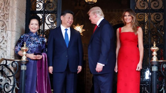 President Donald Trump and Chinese President Xi Jinping, with their wives, first lady Melania Trump and Chinese first lady Peng Liyuan.
