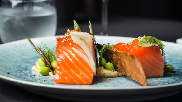 Ora salmon served with meringue wafers.