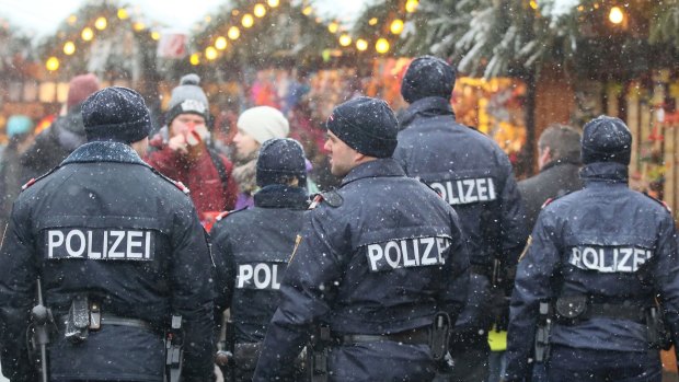 Police patrol have increased at the Christmas market in front of the city hall in Vienna.