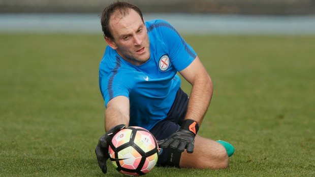 Newly signed Melbourne City goalkeeper Eugene Galekovic is determined to work hard in training. 