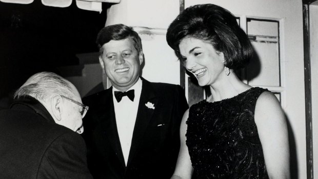 President John Kennedy and First Lady Jacqueline Kennedy greet composer Igor Stravinsky at a White House dinner in 1962.