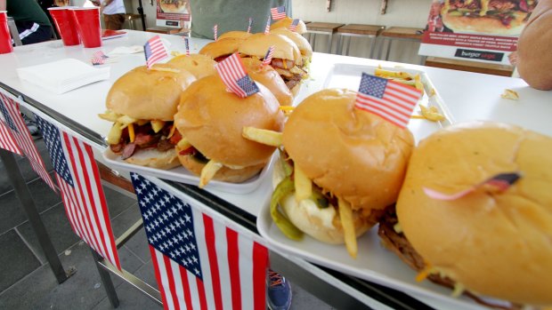 The mini Donald Trump burgers needed mini flags to keep them together.