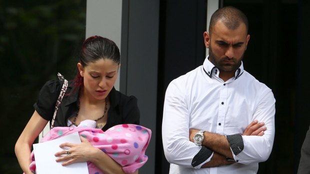 Ghenoua Fadel and Jamal Gmrawi leave Bankstown Local Court on insurance fraud charges on September 30. 