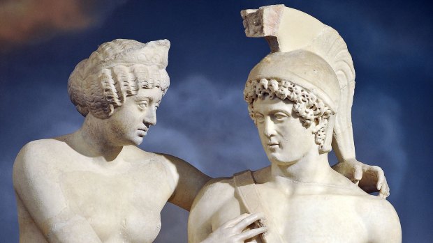 In mythology, the god of war and the goddess of beauty and love are virtually antithetical. 