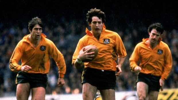 One of the greats: David Campese (centre) in action for the Wallabies.