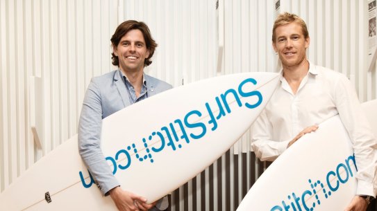 Former Surfstitch CEO Justin Cameron (R), seen here with co-founder Lex Pedersen, is keen to return to the company.
