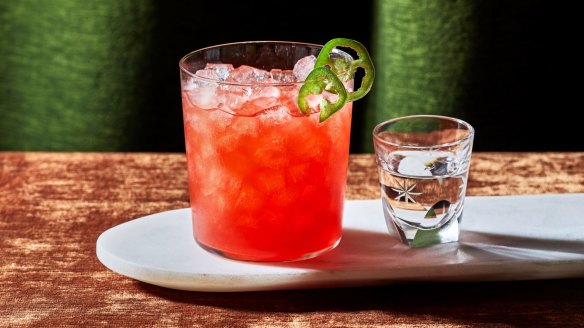 Strawberry-jalapeno Non-a-rita (with optional tequila on the side).
