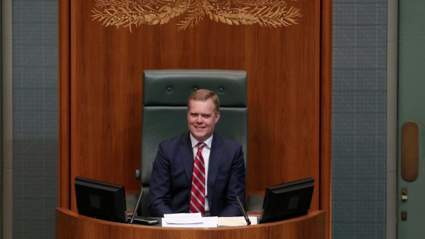 Speaker Tony Smith takes the Speaker's chair in the House of Representatives on Monday August 10. 