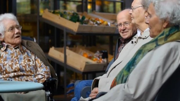 Video still of residents of Dutch dementia village, Hogeweyk. Photo: YouTube.