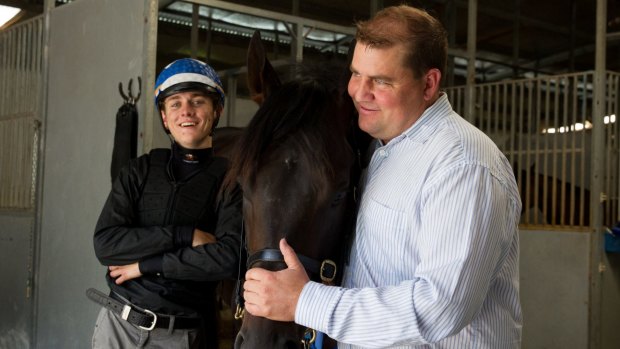 Looking ahead: Trainer David Pfieffer and jockey Brodie Loy with Lord Leofric at Warwick Farm on Friday.