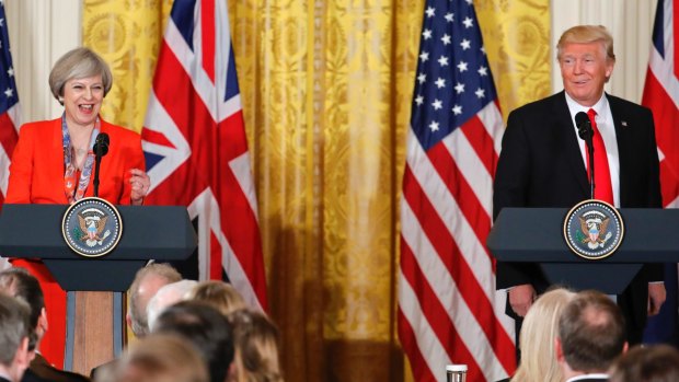 Donald Trump expressed disappointment with a hard question from a British journalist during a visit from British Prime Minister Theresa May.