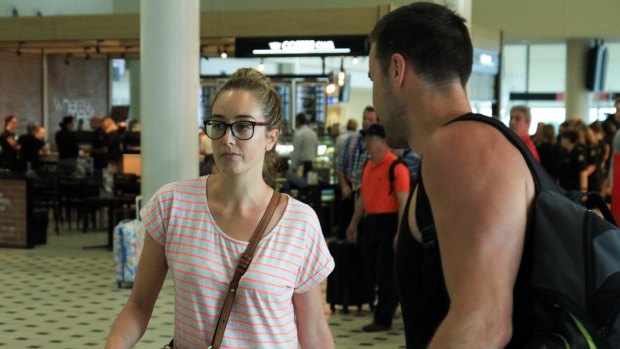 Tigerair passengers arrived back in Brisbane Airport on a Virgin Australia flight on Tuesday morning. Michael and Kate Leonard were flying back from their honeymoon.