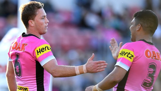 Big hit: The loss of Matt Moylan for the remainder of the regular season to a hamstring complaint could ruin Penrith's plans.