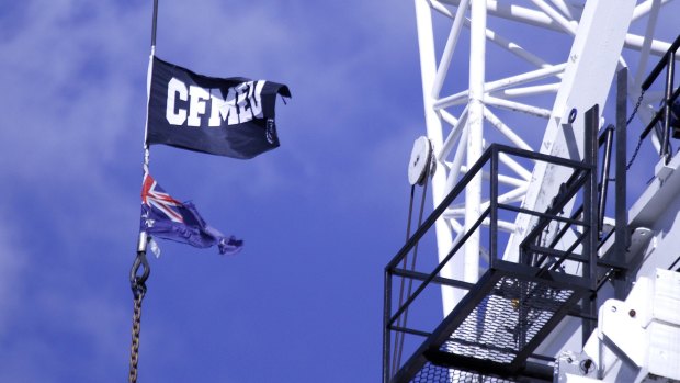 CFMEU flag on a Canberra building site.