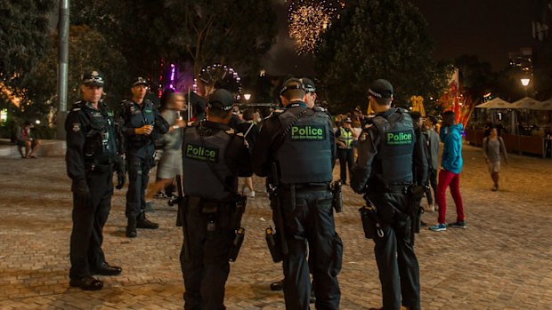 Police kept up a strong presence in the square.