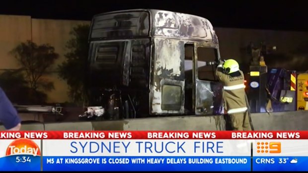 A truck that burst into flames on the M5 motorway on Friday morning, causing traffic delays.