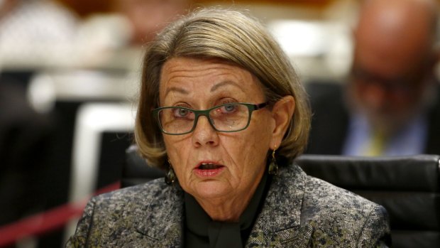 ICAC Commissioner Megan Latham gives evidence at state parliament on Friday.