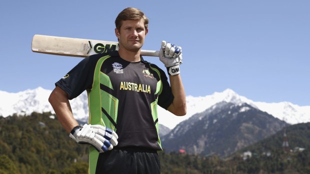 Enigma: Shane Watson in front of the Himalayas during the Twenty20 World Cup.  