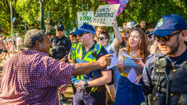 Protesters clashed outside Parliament House.