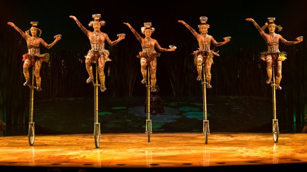 Seats: Unicyclists in Cirque du Soleil's <i>Totem</i>.