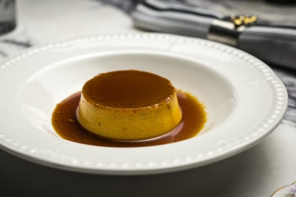 The creme caramel.