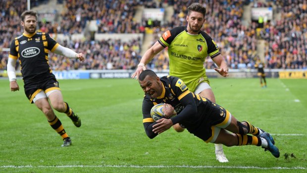 Just a stinger: Kurtley Beale scored the opening try for Wasps before leaving the game early in the second half through injury.