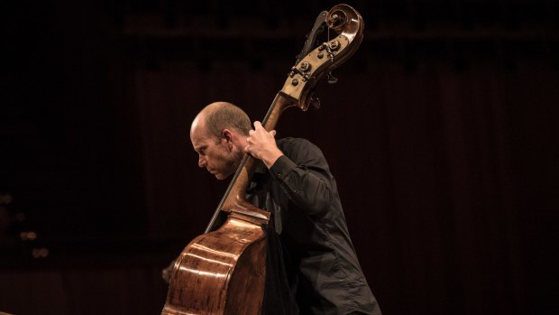 The ACO's double bassist Maxime Bibeau was the soloist in <I>Dark with Excessive Bright</I>. 