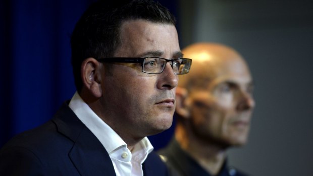 The Victorian Premier Daniel Andrews with deputy police commissioner Andrew Crisp.