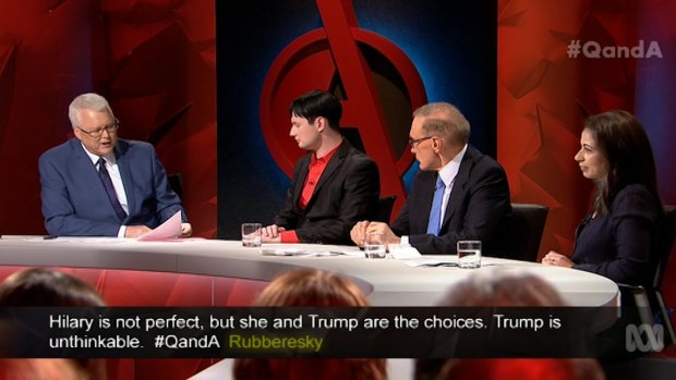 US election special: from left, Tony Jones, Crispin Rovere, Bob Carr and Lydia Khalil. 
