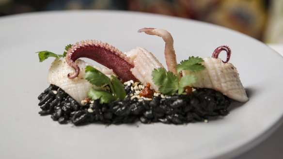 Striking: Squid ink risotto.