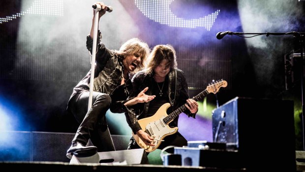 Europe's Joey Tempest and John Norum placate the gods of rock'n'roll.  