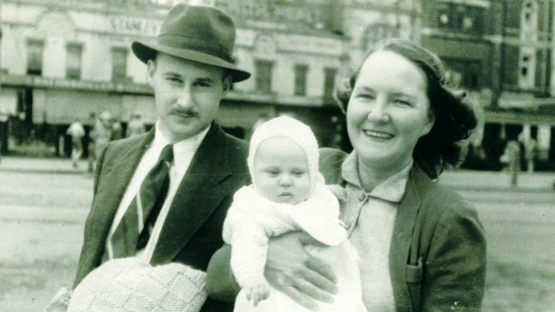 A good life: Kate Grenville's parents, Ken and Nance, with baby Christopher in 1941.