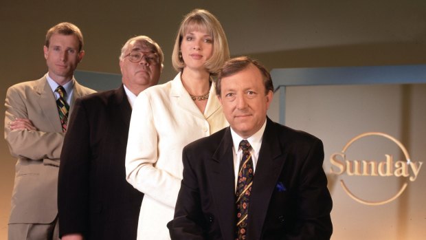 Channel Nine's <i>Sunday</i> Program: The presenters, left to right: Ross Coulthart, Laurie Oakes, Helen Dalley and Jim Waley.