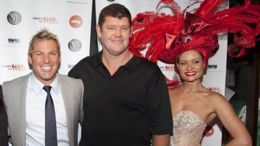 Shane Warne and James Packer at a Shane Warne Foundation charity poker tournament at Crown Casino.