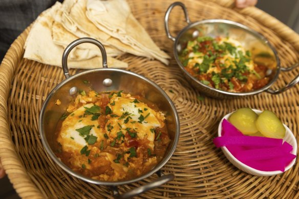 Shakshuka and pickles.